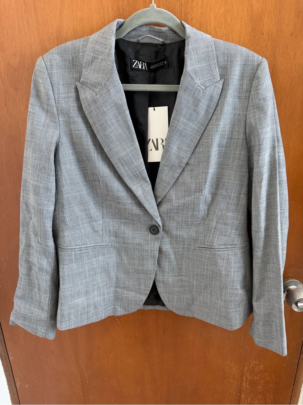 ZARA Light Gray Single-Button Tailored Blazer